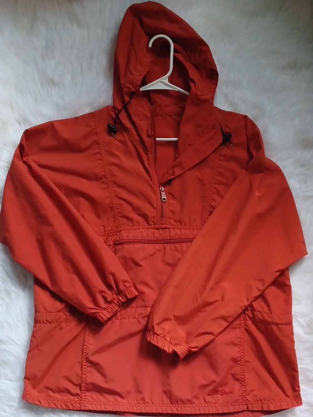 Vintage L.L Bean Anorax Jacket. Womans Large Petite. Orange.